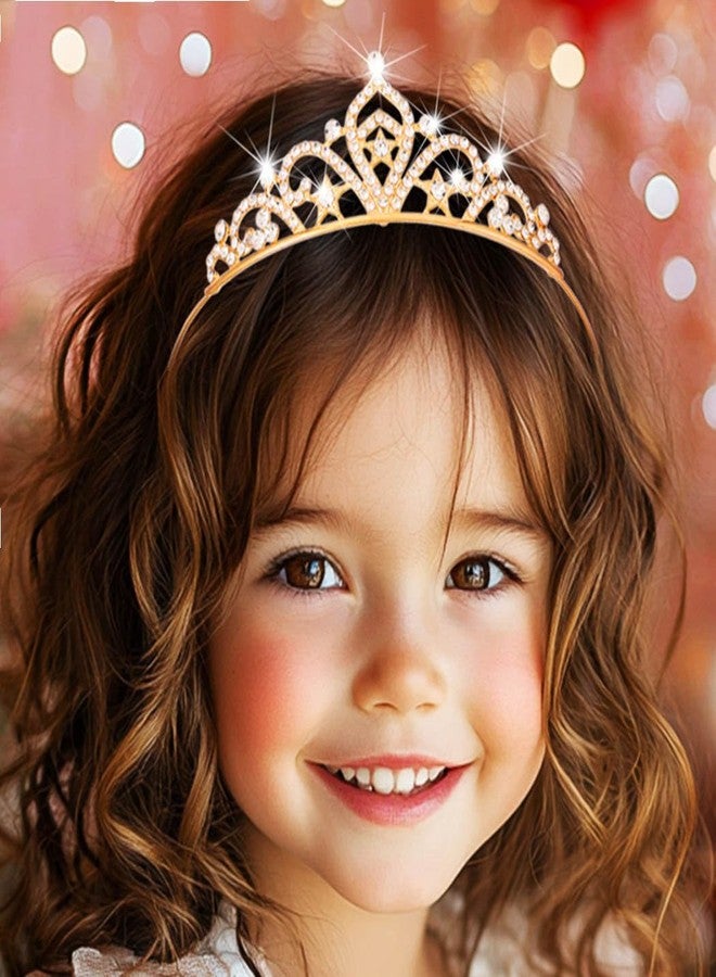 Kilshye Rhinestone Princess Tiara Silver Star Tiaras Headband Birthday Hair Accessories for Girls (Gold, Free Size) - Image 4